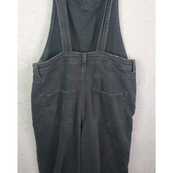 Aerie Charcoal Black Bib Overalls Women's Sz Medium Wide Straight Leg Adj Straps - Picture 5 of 8